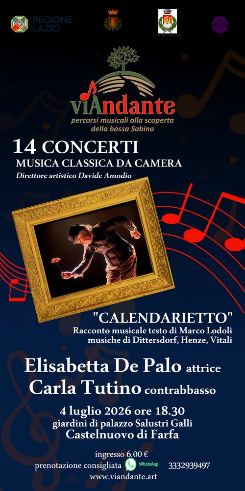 "CALENDARIETTO" racconto musicale da un testo di Marco Lodoli  Elisabetta De Palo attrice Carla Tutino contrabbasso